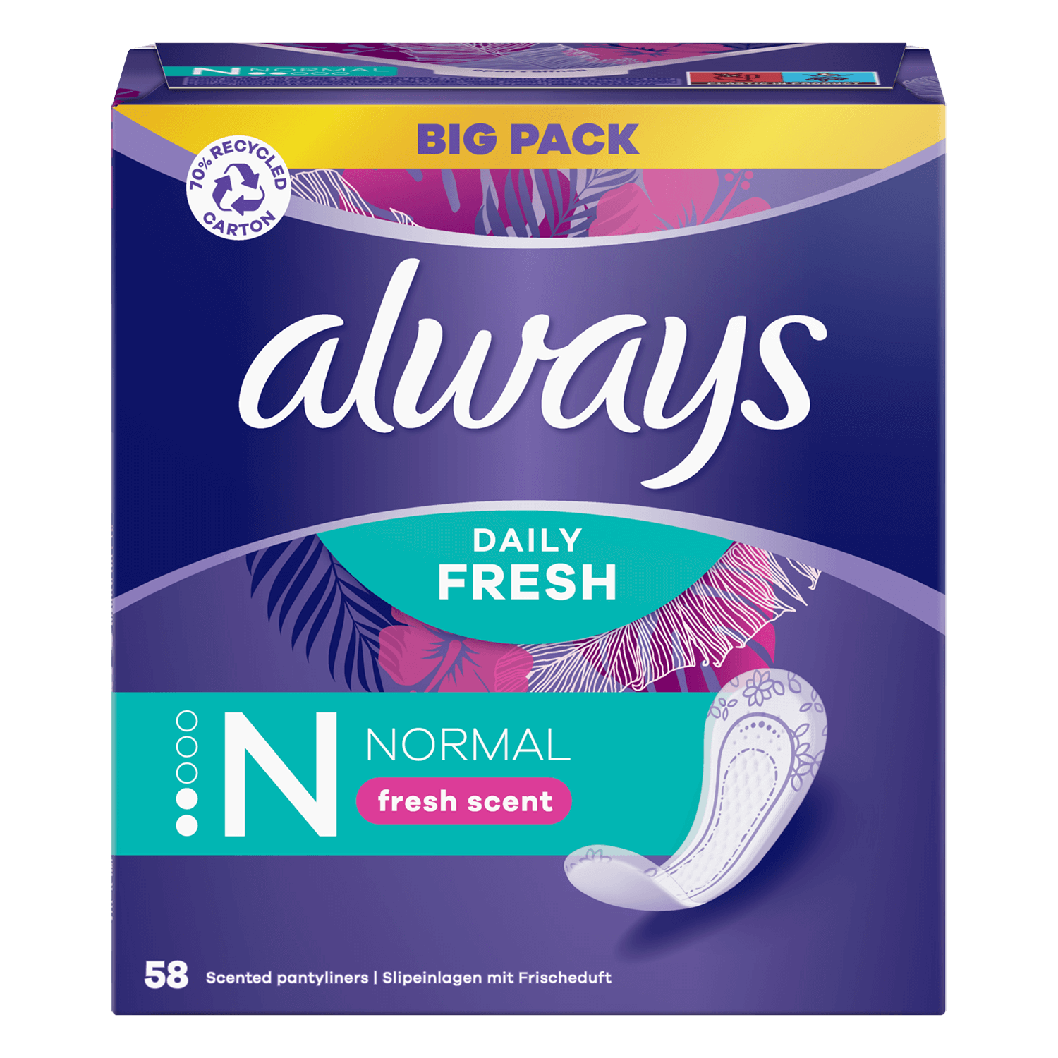 Always Dailies Fresh Protect, tampoane igienice, Normal, 58 buc