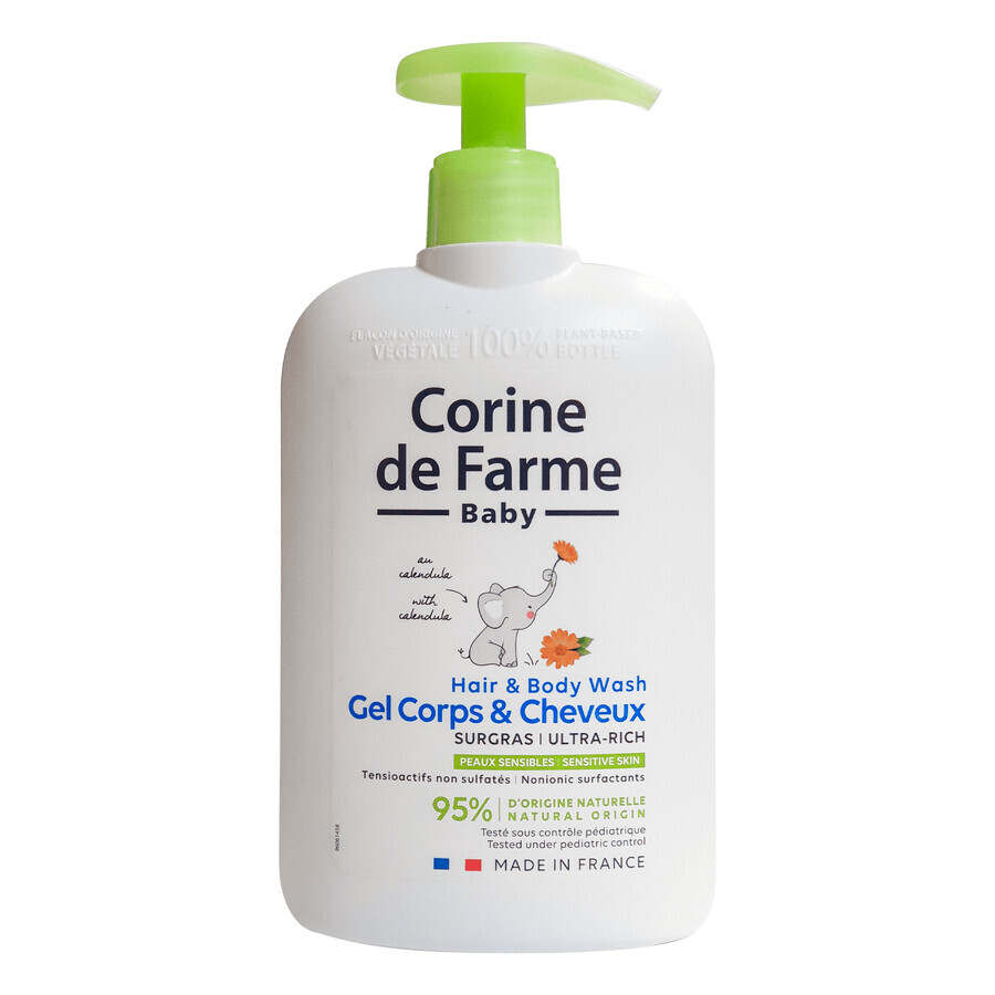 Corine De Farme Baby, 2 in 1 gentle cleansing gel for body and hair, from birth, with calendula extract, 500 ml