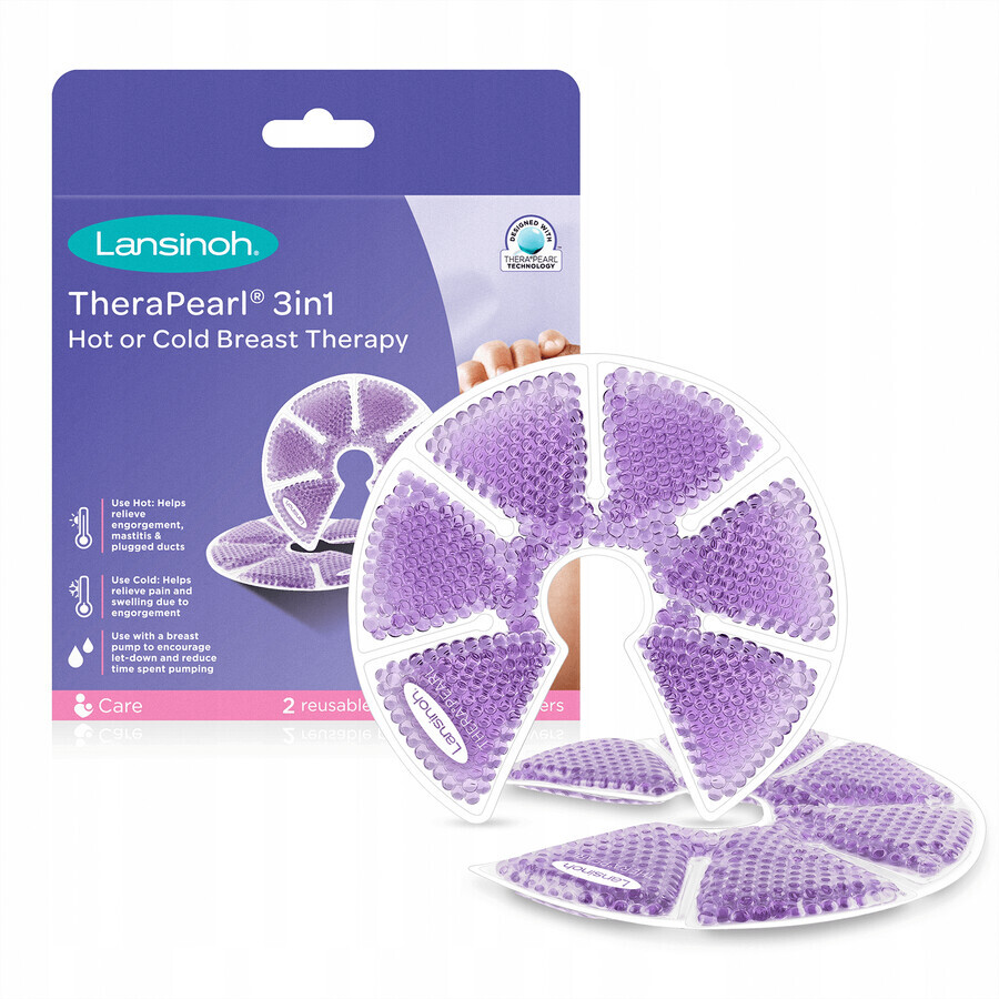 Lansinoh Therapearl, comprese mamare cu gel 3 în 1, 2 bucăți