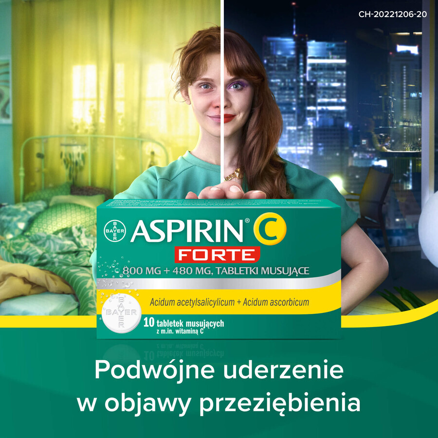 Aspirin C Forte 800 mg + 480 mg, 10 comprimate efervescente