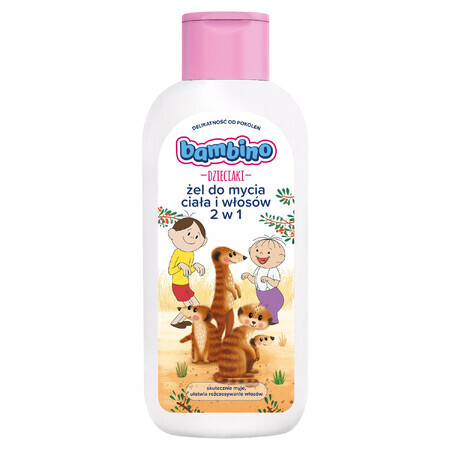 Bambino Kids, gel de spălare pentru corp și păr 2 în 1, Bolek i Lolek i surykatki, de la 1 an, 400 ml