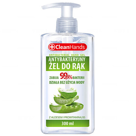 CleanHands, antibakterielles Handgel mit Aloe vera und Provitamin B5, mit Pumpe, 300 ml 