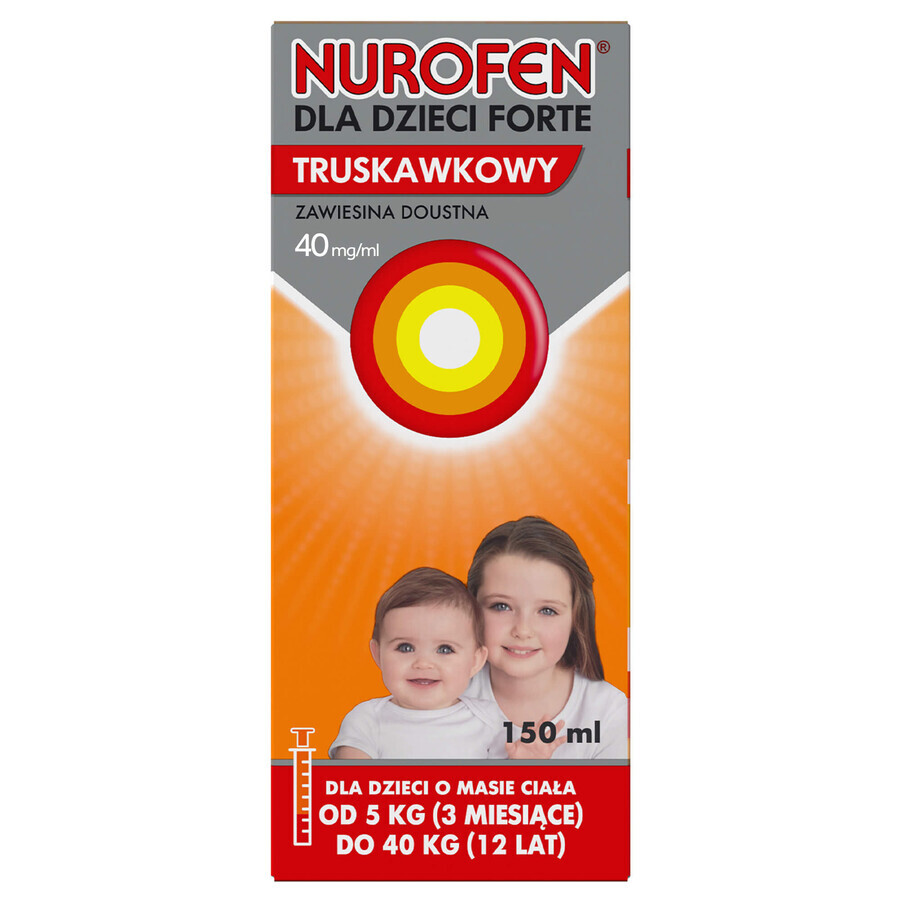 Nurofen infantil Forte fresa 40 mg/ml, suspensión oral, de 3 meses a 12 años, 150 ml