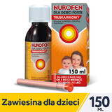 Nurofen pentru copii Forte căpșuni 40 mg/ml, suspensie orală, 3 luni până la 12 ani, 150 ml