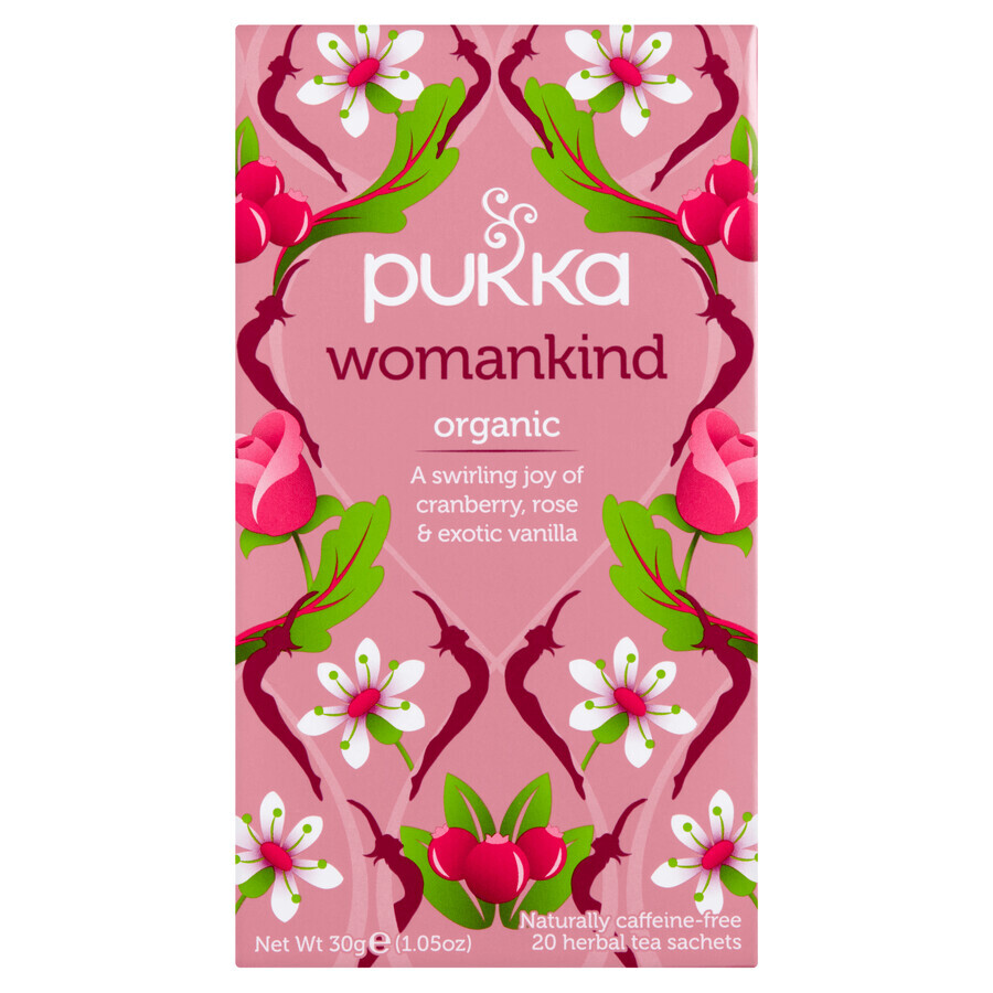 Pukka Womankind Bio, Früchte- und Kräutertee, Cranberry und Rose, aromatisiert, 1,5 g x 20 Beutel