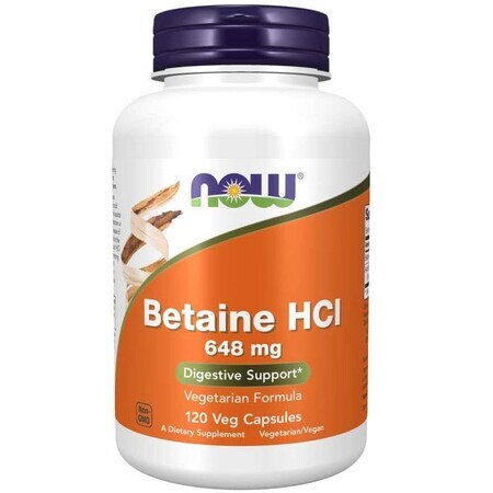 Now Foods Betaine HCl 648 mg, 120 capsule vegetariene