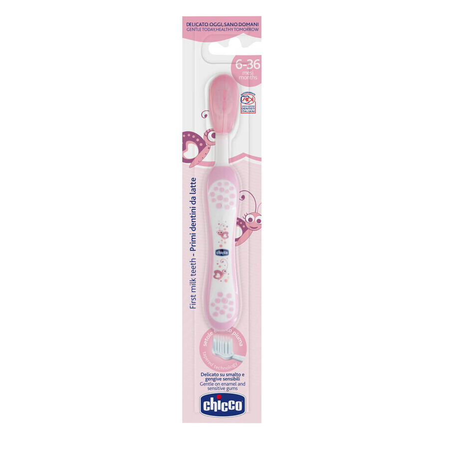 Chicco, brosse à dents, après 6 mois, rose, 1 pièce