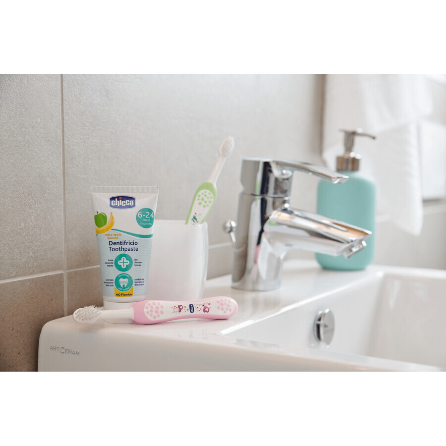 Chicco, brosse à dents, après 6 mois, rose, 1 pièce