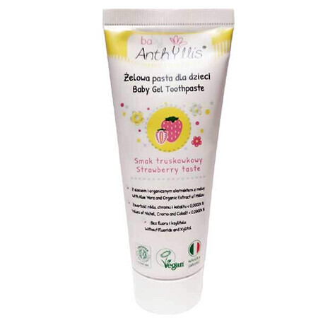 Anthyllis Baby, fluoride-free toothpaste, strawberry flavor, 75 ml