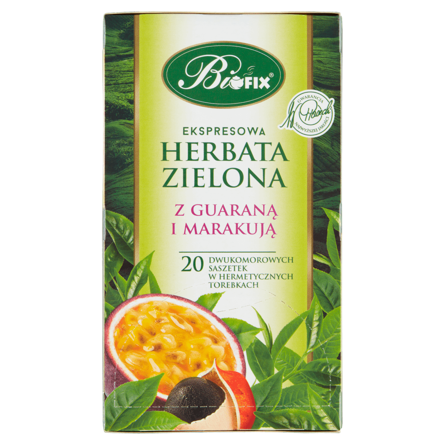 Bi Fix, Verde cu guarana și fructul pasiunii, ceai, 20 pliculețe