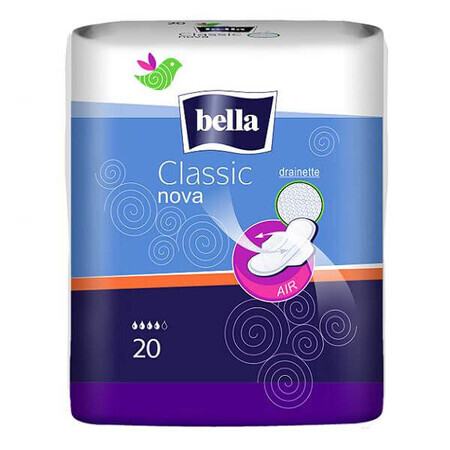 Bella Classic Nova, Drainette sanitary towels with wings, 20 pcs