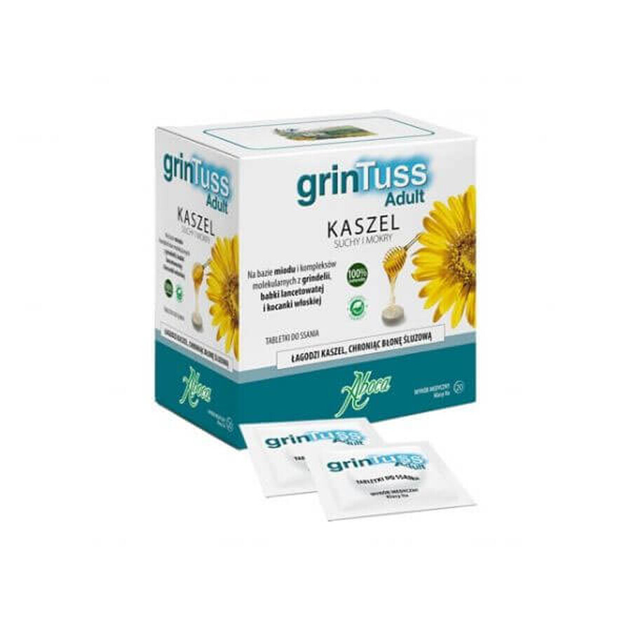 GrinTuss Adultes, toux sèche et grasse, 20 pastilles