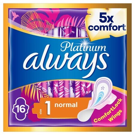 Always Platinum, prosoape igienice cu aripi, Ultra Normal Plus, 16 buc