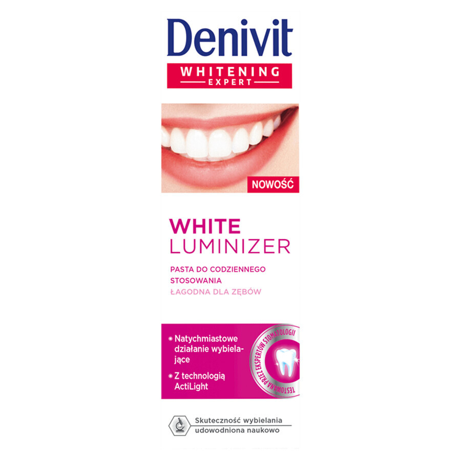 Denivit, pasta de dientes, Luminizador Blanco, 50 ml