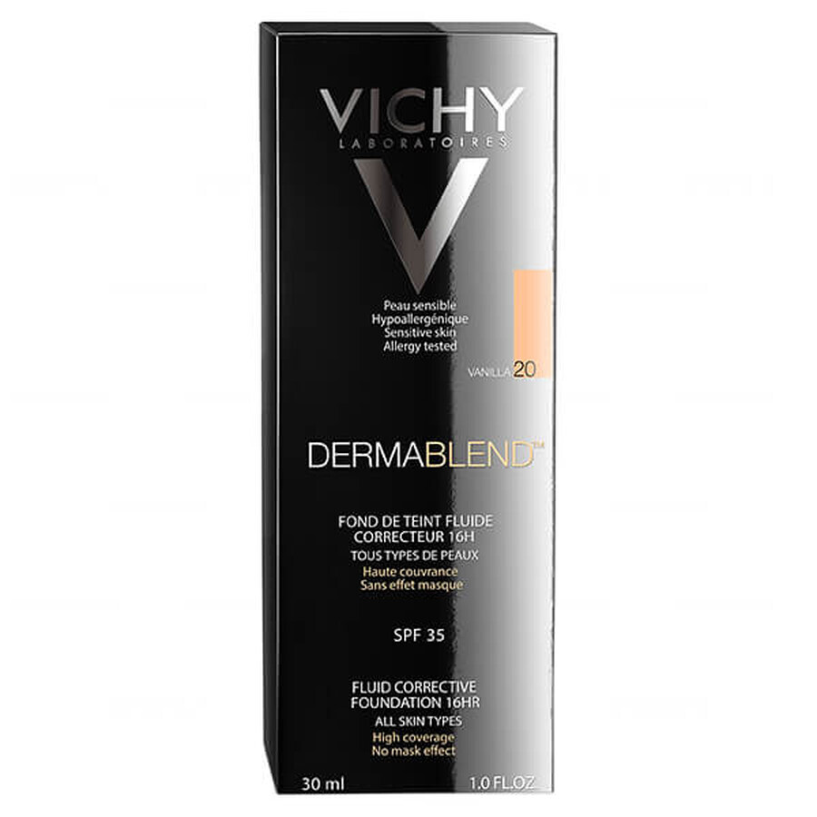 Vichy Dermablend, fluid corector, nr. 20, vanilie, 30 ml