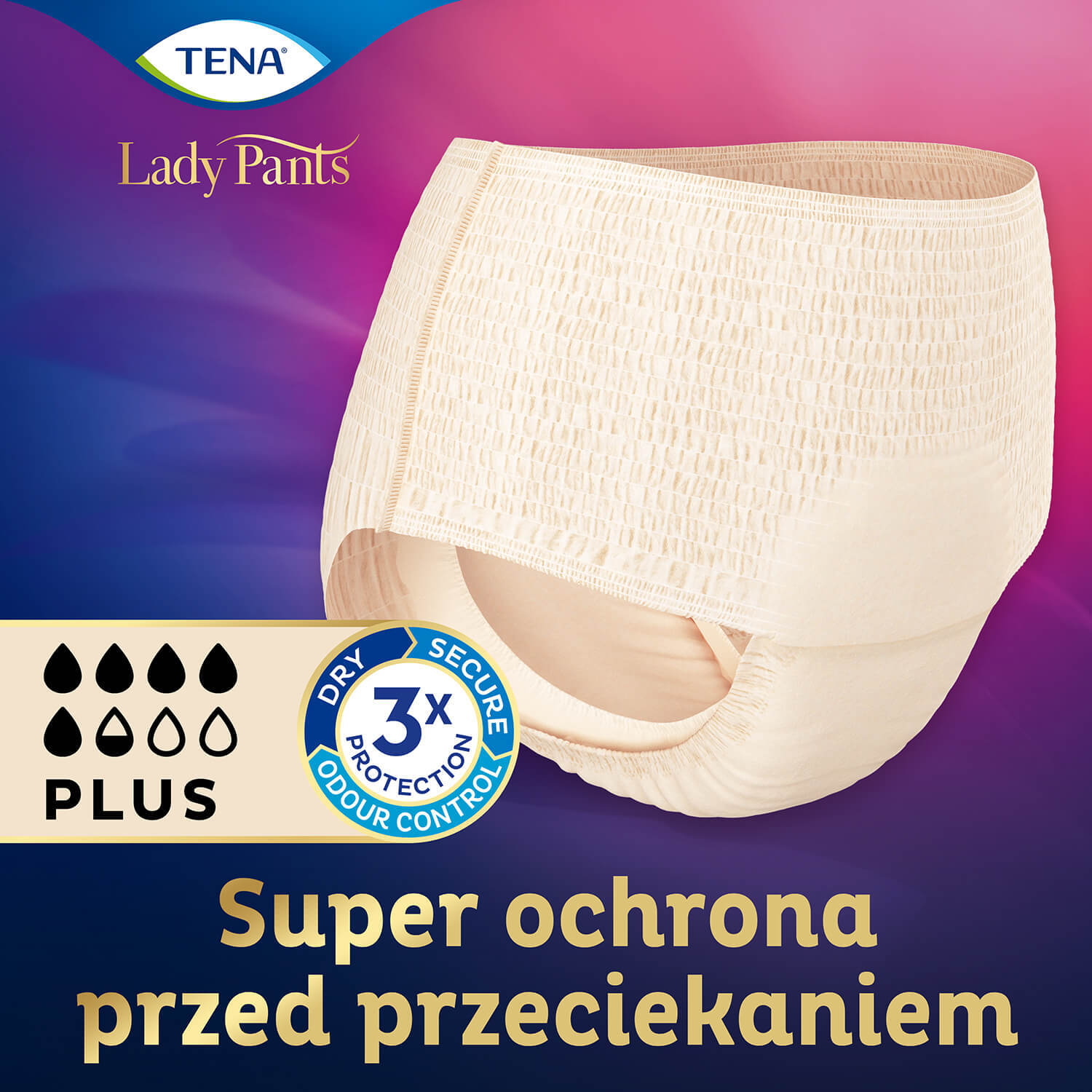 Tena Lady Pants Creme, chiloți absorbanți, mărimea M, 75-105 cm, Plus, 30 bucăți