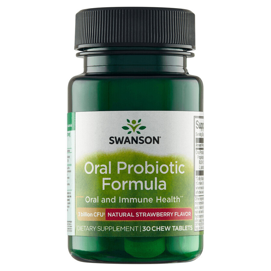 Swanson Oral Probiotic Formula, aardbeiensmaak, 30 zuigtabletten