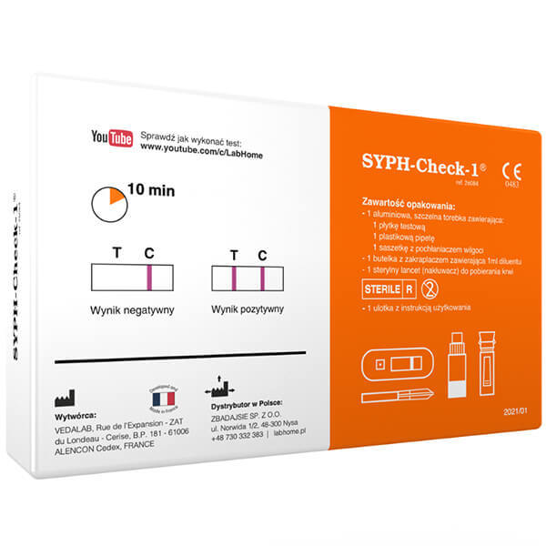 LabHome Syph-Check-1, test de sânge pentru detectarea anticorpilor T. pallidum, diagnosticul sifilisului, 1 buc