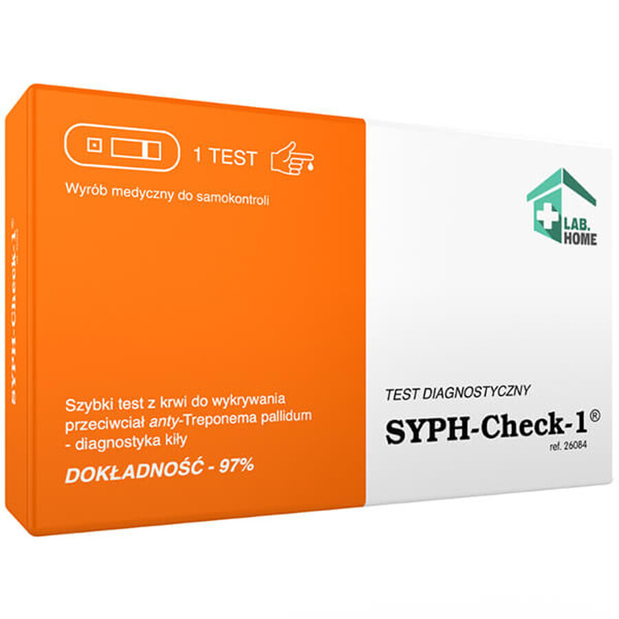 LabHome Syph-Check-1, test de sânge pentru detectarea anticorpilor T. pallidum, diagnosticul sifilisului, 1 buc