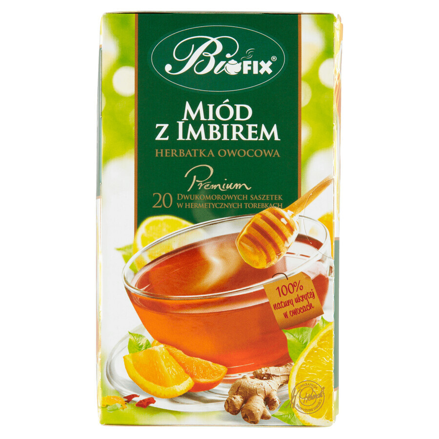 Bi Fix, miere premium cu ghimbir, ceai de fructe, 20 pliculețe