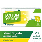 Tantum Verde 3 mg, aromă de lămâie, 20 pastile tari