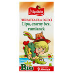 Apotheke Lime, Elderberry, Chamomile Bio, ceai pentru copii de peste 9 luni, 1,5 g x 20 pliculețe