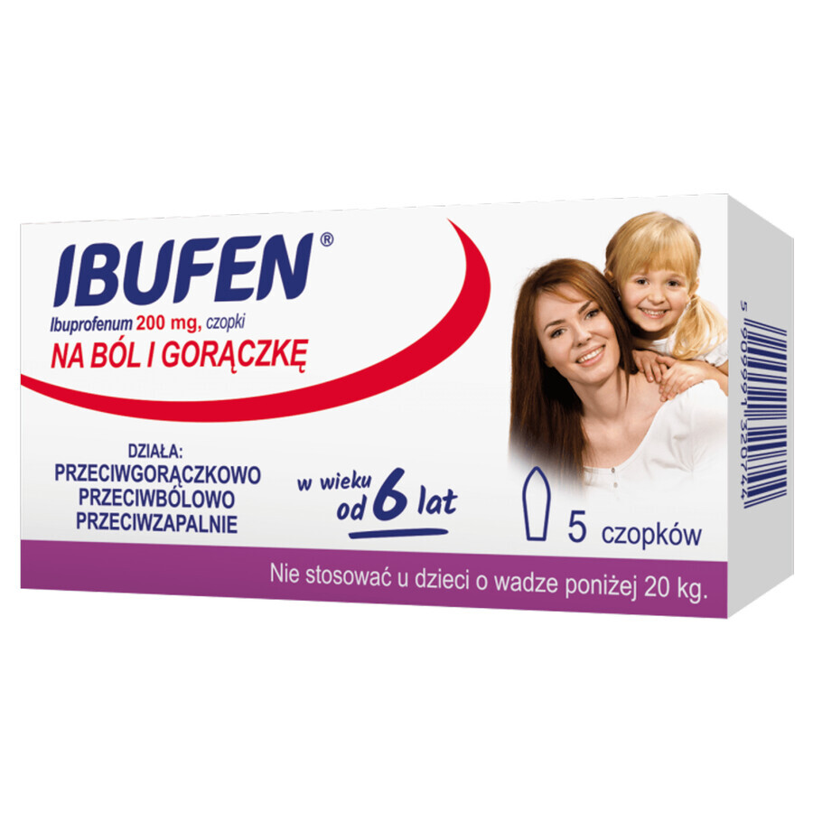 Ibufen Baby 200 mg, supozitoare de la vârsta de 6 ani, 5 unități