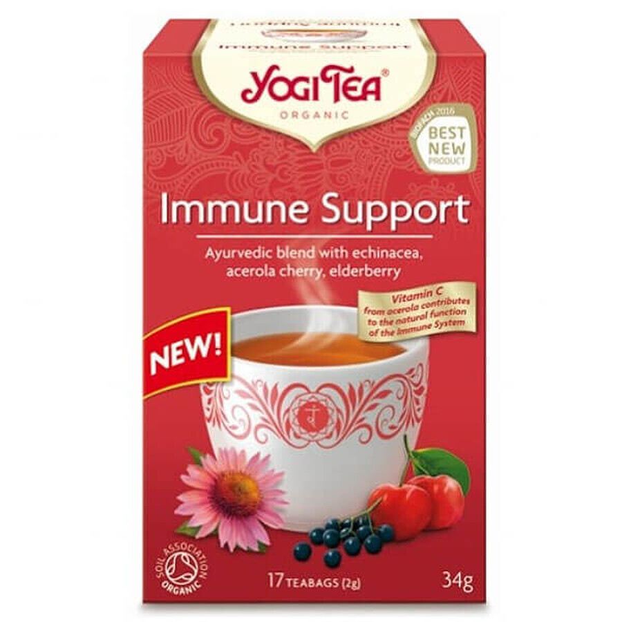 Yogi Tea Organic Immune Support, tè dell'immunità, 2 g x 17 bustine