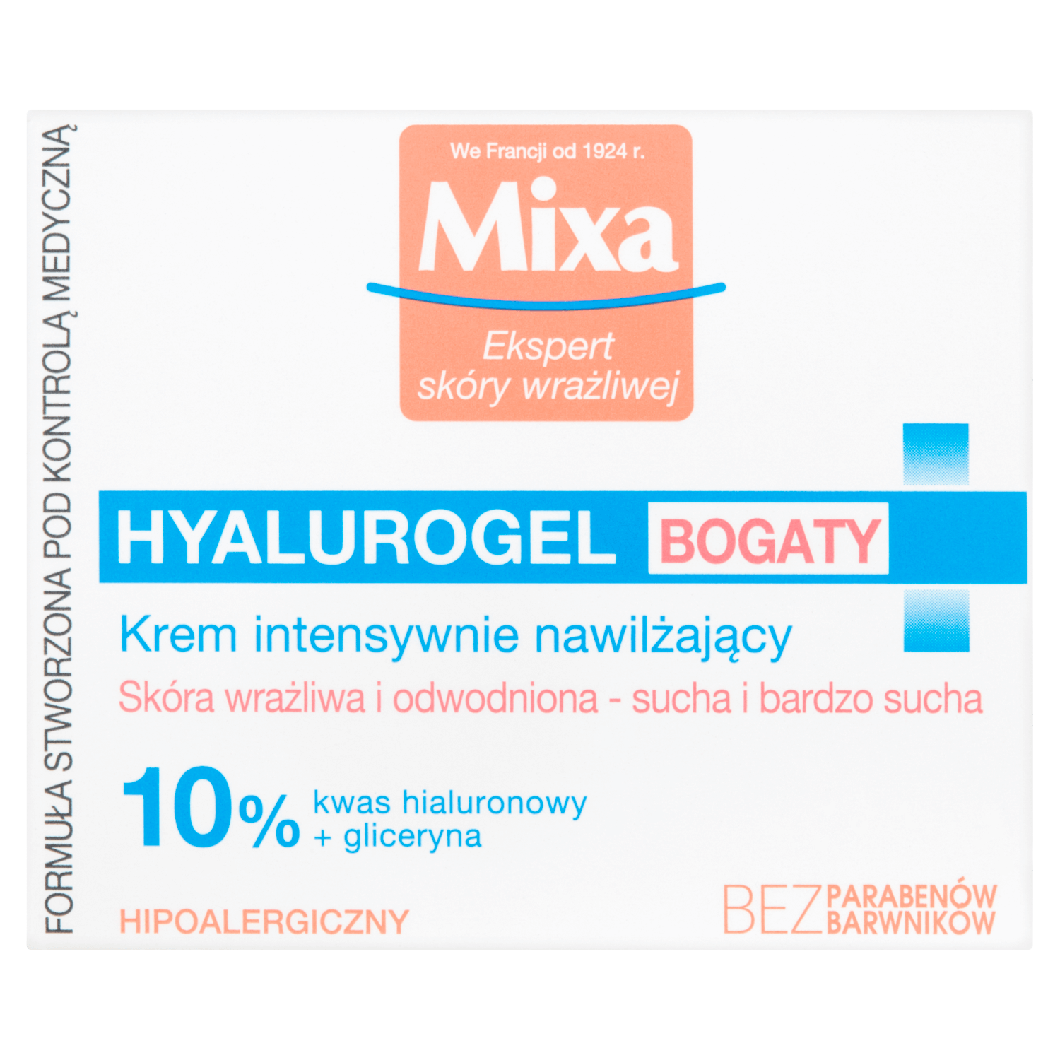 Mixa Hyalurogel, cremă hidratantă 24h, piele bogată, uscată și foarte uscată, 50 ml