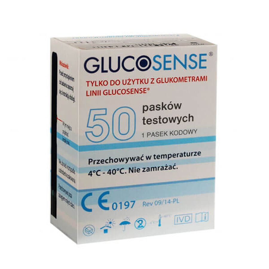 Benzi de testare pentru glucometru Glucosense, 50 unități