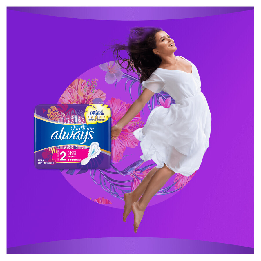 Always Platinum, sanitary towels with wings, Ultra Super Plus, 14 pcs