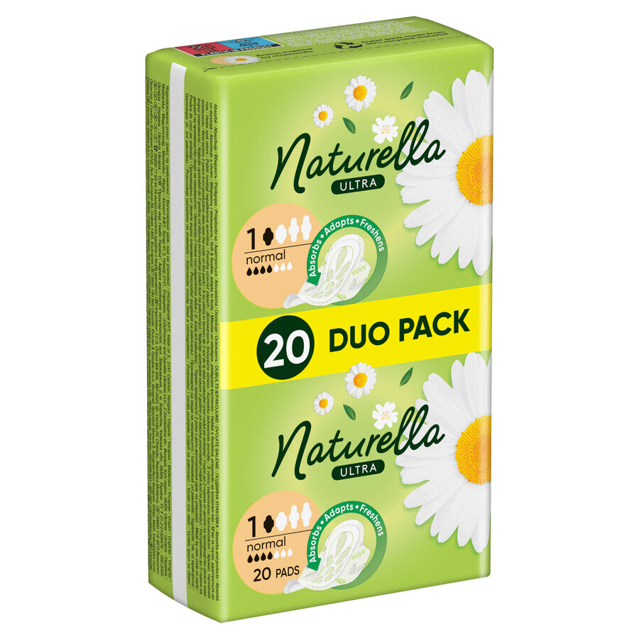 Naturella Ultra, maandverband met vleugeltjes, kamille, Normaal, 20 stuks