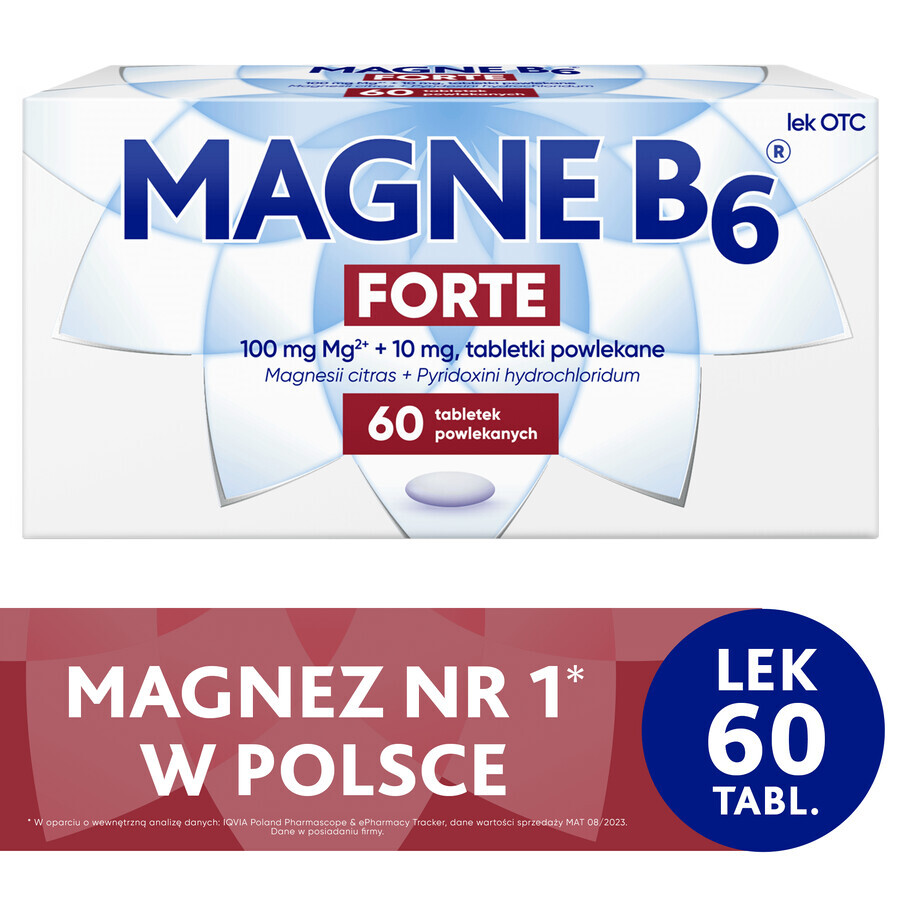 Magne B6 Forte 100 mg + 10 mg, 60 comprimate filmate