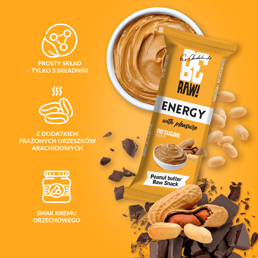 BeRAW! Energy Raw Snack, baton energetic, cremă de alune, 40 g