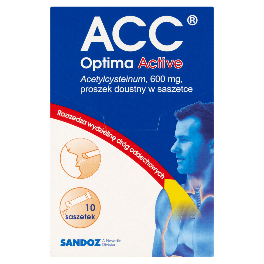 ACC Optima Active 600 mg, pulbere orală, 10 plicuri