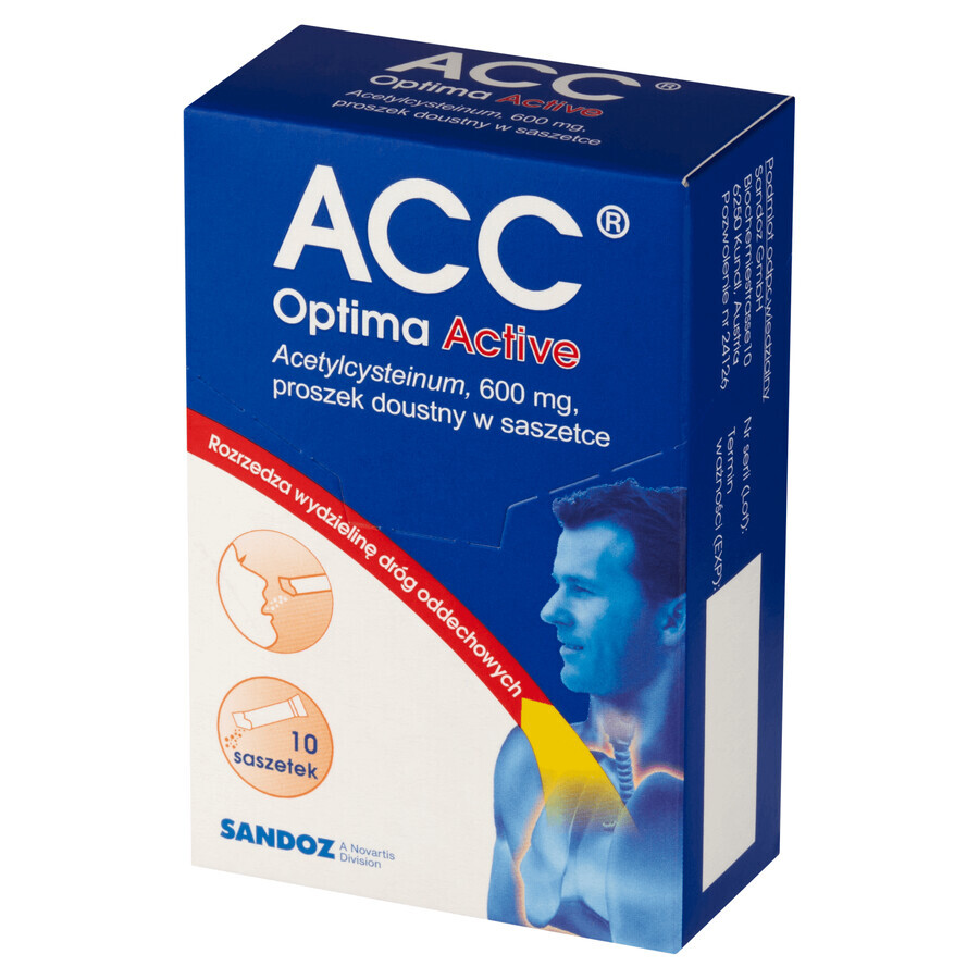 ACC Optima Active 600 mg, pulbere orală, 10 plicuri