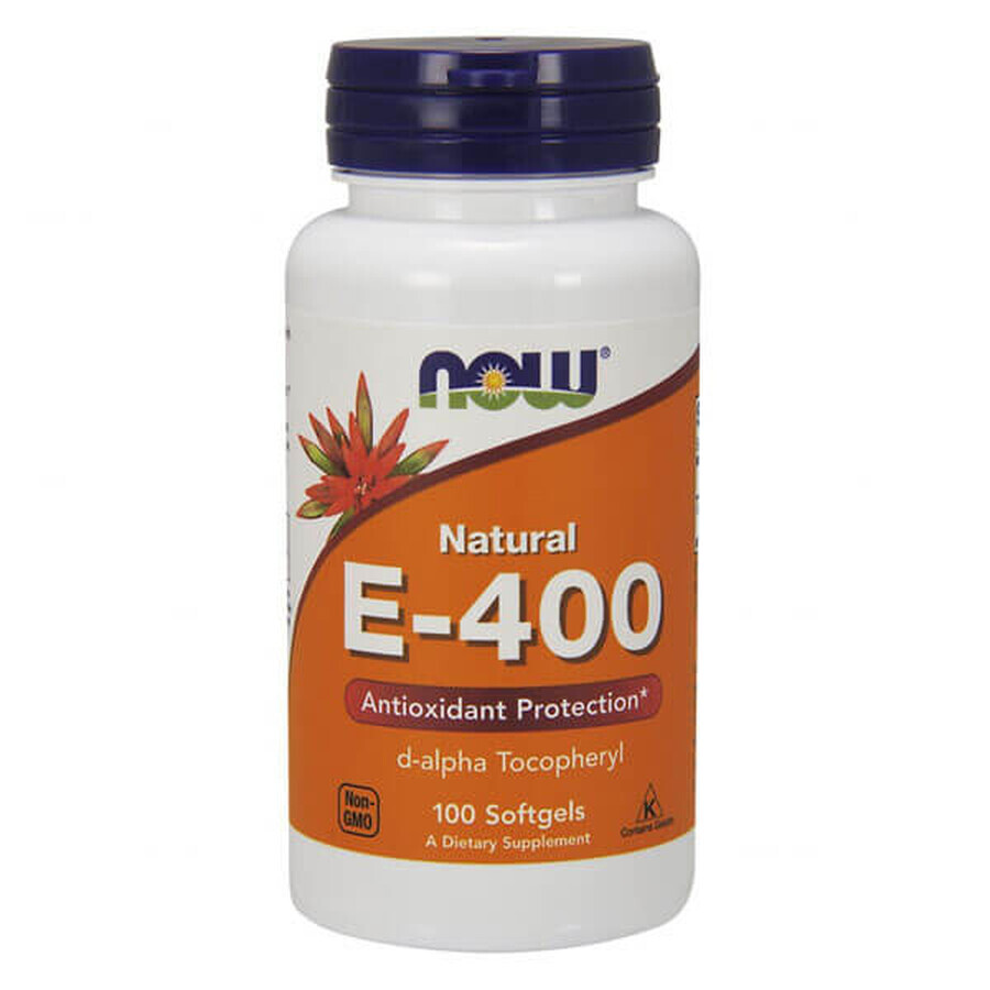 Now Foods Natural E-400, vitamina E, 100 capsule gel