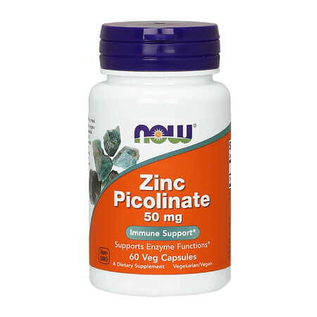 Now Foods Picolinat de zinc, zinc 50 mg, 60 capsule vegetariene