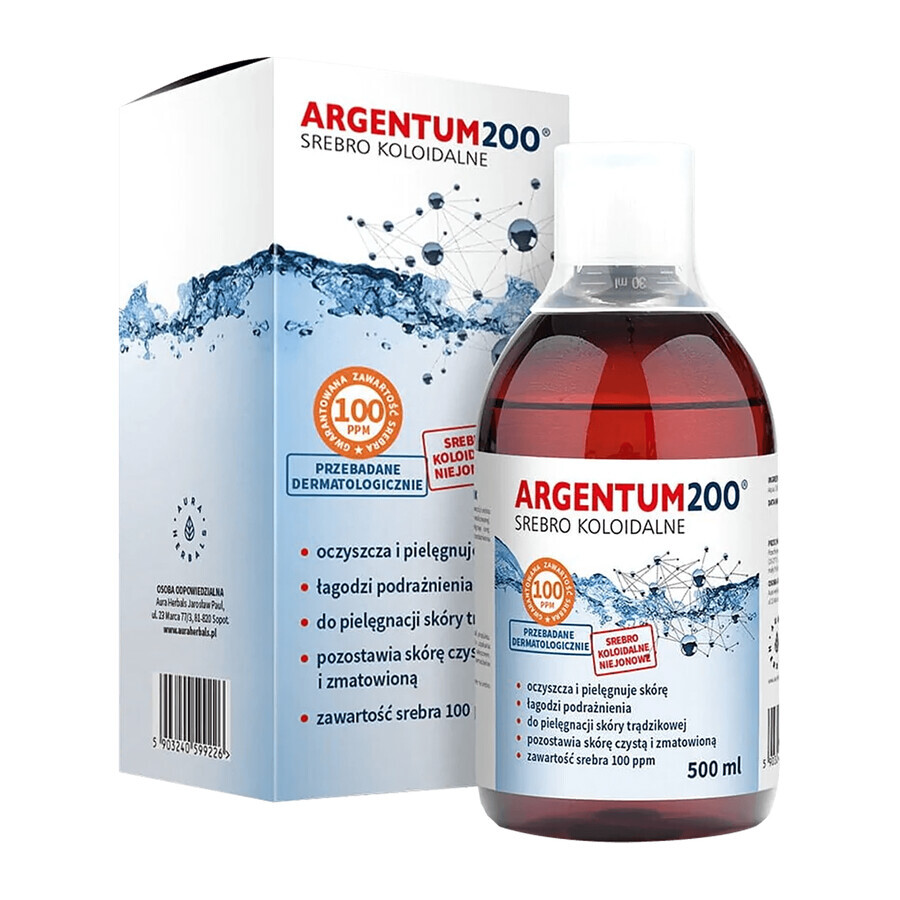 Aura Herbals Argentum 200, argint coloidal 100 ppm, tonic, 500 ml