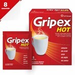 Gripex Hot 650 mg + 50 mg + 10 mg, poeder voor orale oplossing, 8 sachets