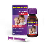 Ibuprom pentru copii Forte 200 mg/ 5ml, suspensie orală de la 3 luni, aromă de căpșuni, 100 ml