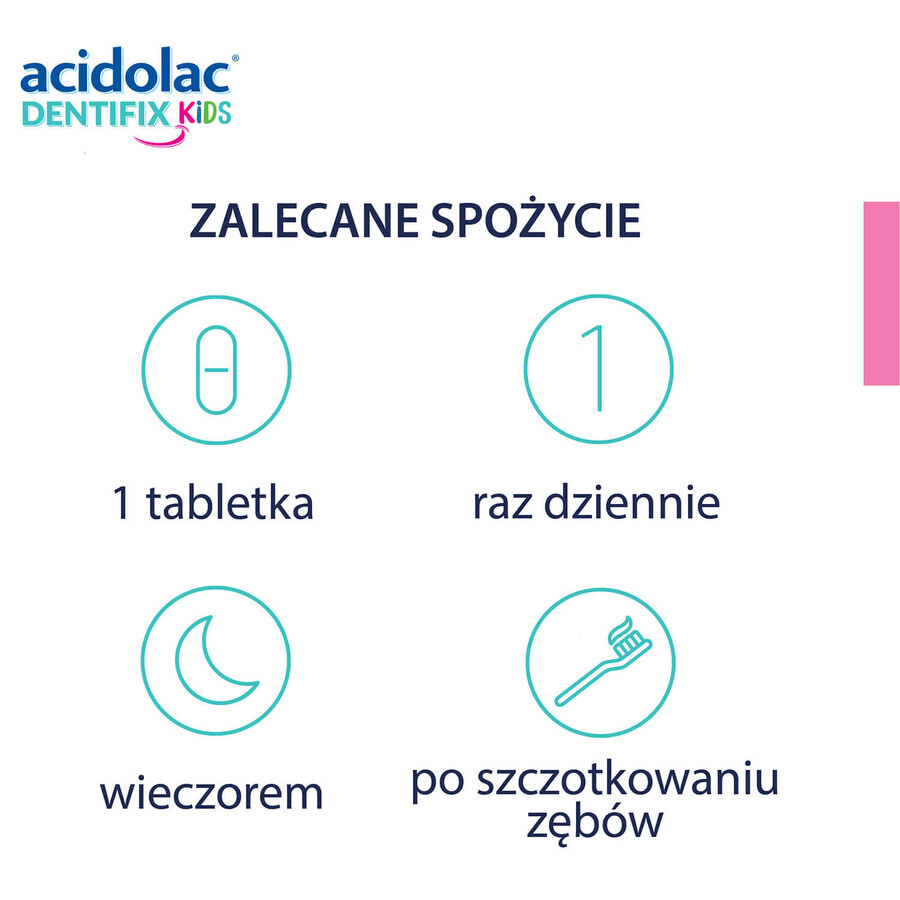 Acidolac Dentifix Kids, zuigtabletten met aardbeiensmaak, vanaf 3 jaar, 30 tabletten