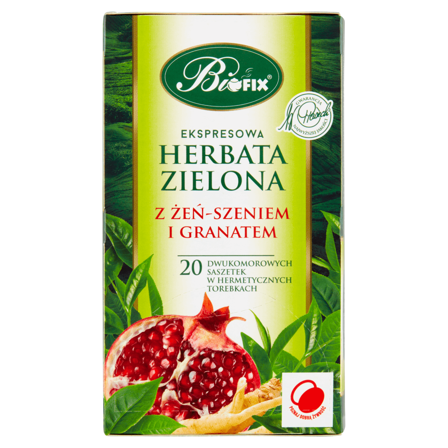 Bi Fix, ginseng verde expres premium cu rodie, 20 pliculețe