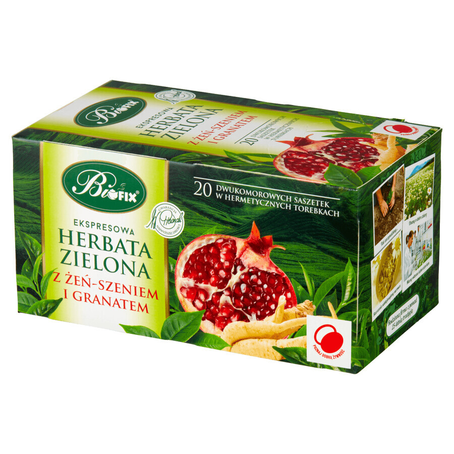 Bi Fix, ginseng verde expres premium cu rodie, 20 pliculețe