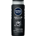 Nivea Men, Gel de ducha 3 en 1 para rostro, cuerpo y cabello, Active Clean, 500 ml