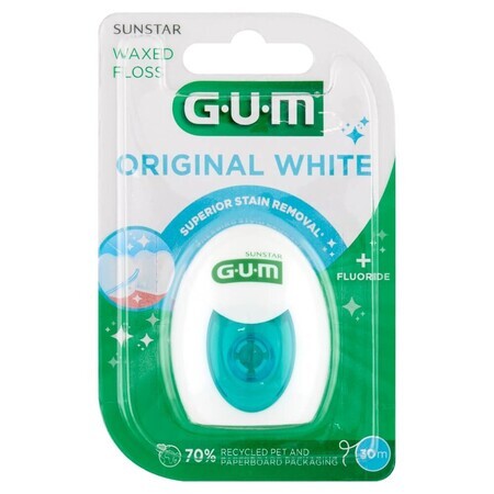 Sunstar Gum Original White, ață dentară, cerată, 30 m