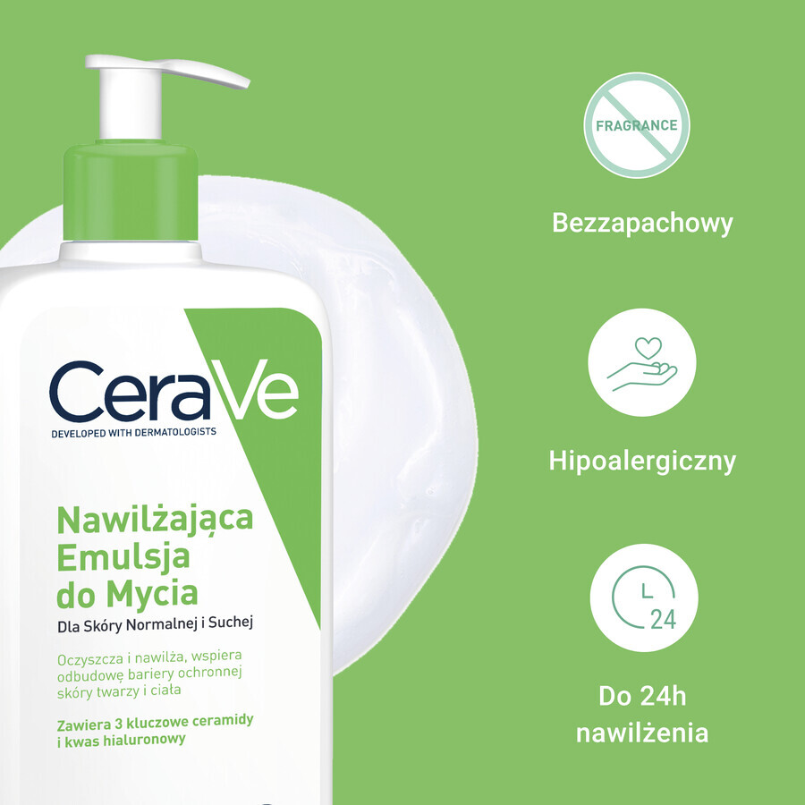 CeraVe, emulsie de curățare hidratantă, piele normală și uscată, 236 ml