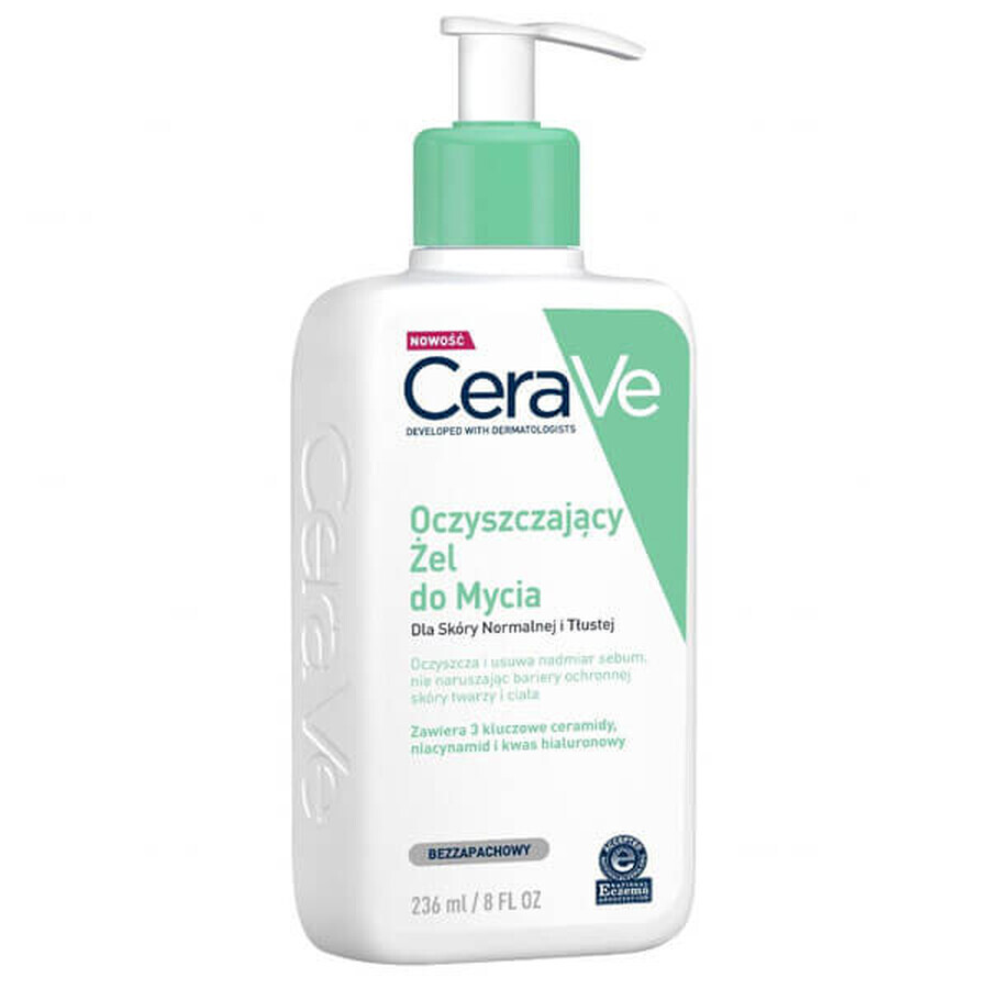 CeraVe, gel de curățare cu ceramide, ten normal și gras, 236 ml