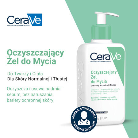 CeraVe, gel de curățare cu ceramide, ten normal și gras, 236 ml