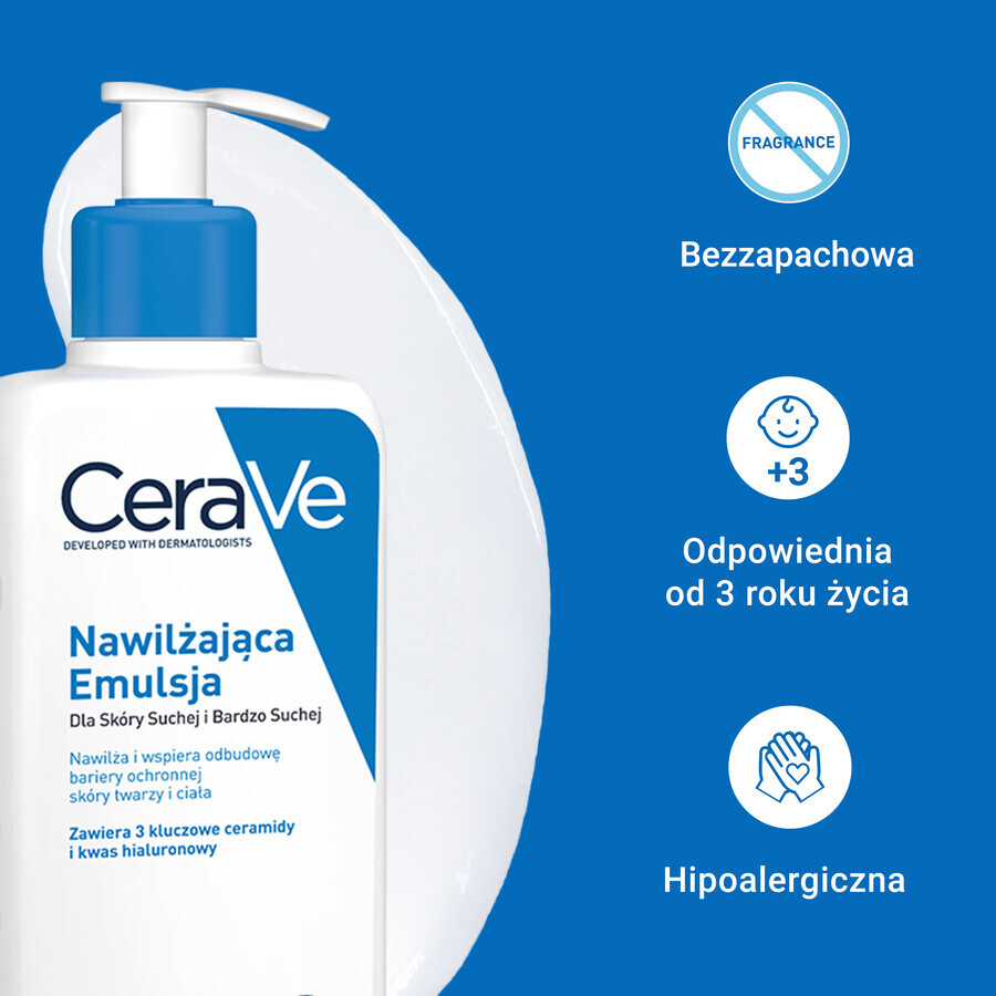 CeraVe, emulsie hidratantă cu ceramide, piele uscată și foarte uscată, 473 ml